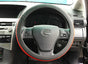 UNIVERSAL GRIP STEERING WHEEL COVER GLOVE BLACK RED STRIPED HQ LEATHER