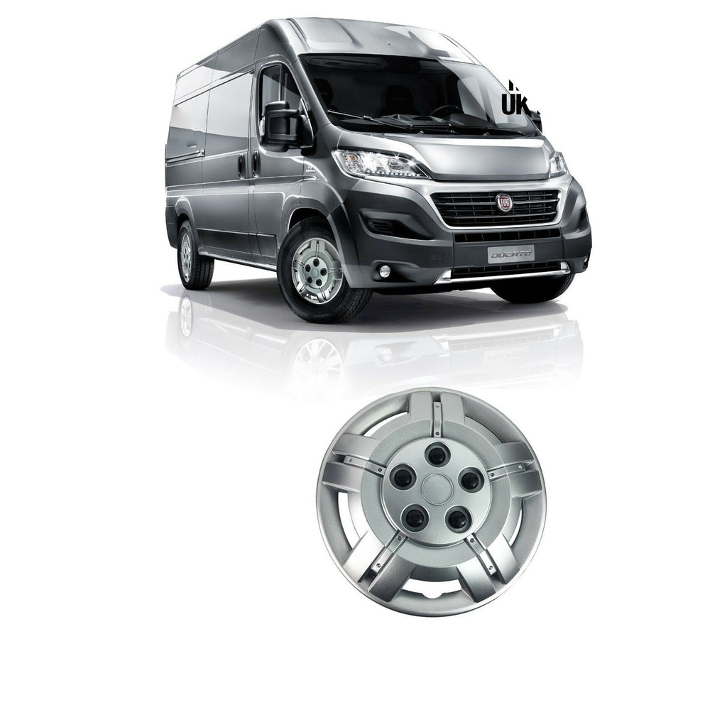 Fiat Ducato 15 Inches Solid Silver Unbreakable Wheel Trim Cover Set