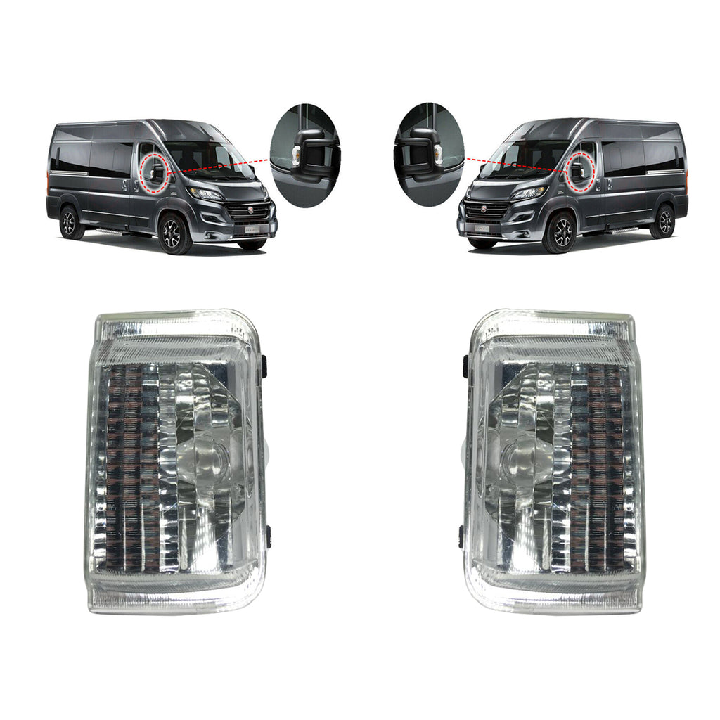 Mirror Indicator Lh Rh Marker Clear Light 2x Fits Ducato Boxer Relay Jumper 06 Onwards