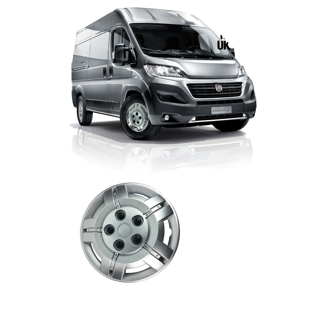 Fiat Ducato 15 Inches Solid Silver Unbreakable Wheel Trim Cover Set