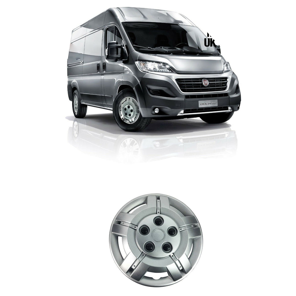 Fiat Ducato 15 Inches Solid Silver Unbreakable Wheel Trim Cover Set