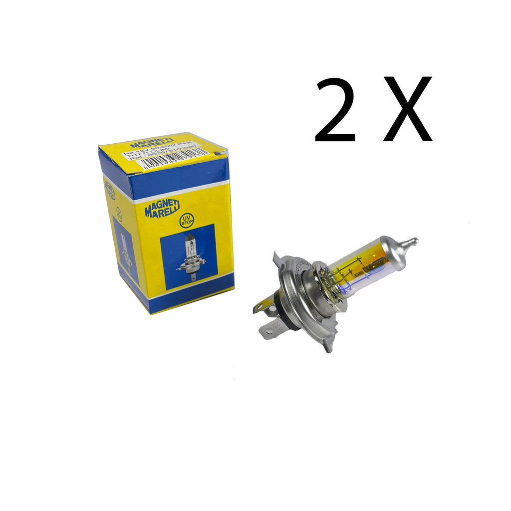 2 X Magnetti Marelli H4 12V Yellow P43t 60/55W Spotlight Headlight Fog Light Bulb 002575100000