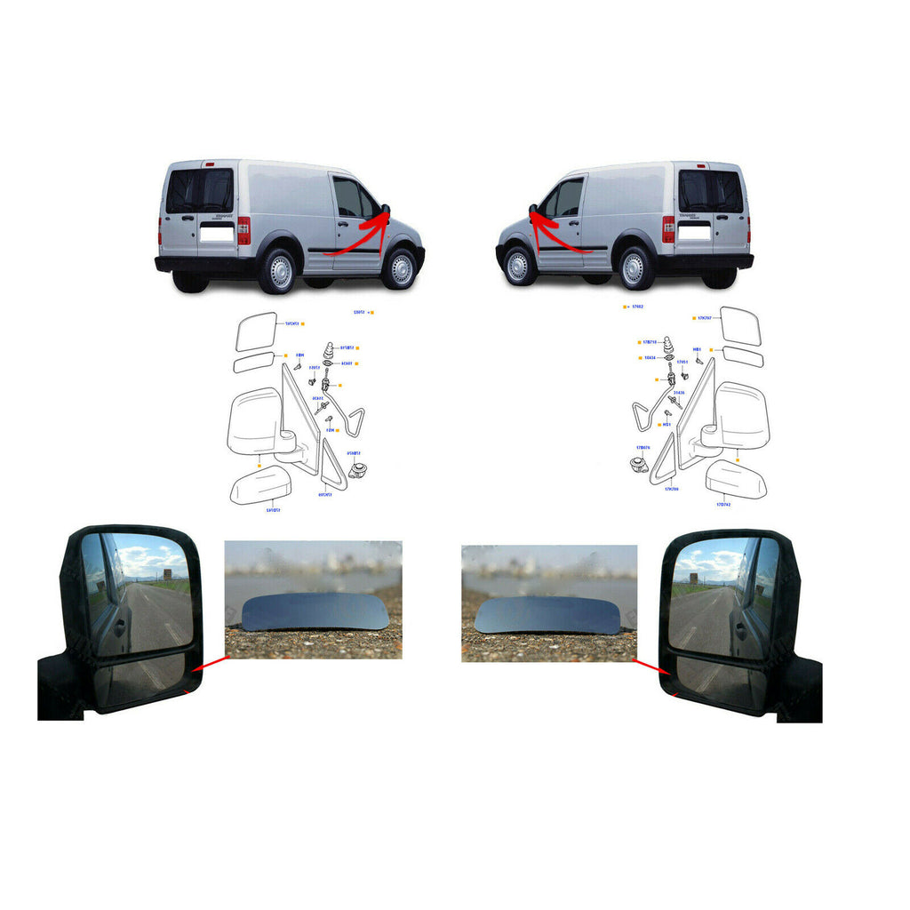 Ford Transit Connect Blind Spot Mirror Glass Set 2002 to 2013 18068 18067