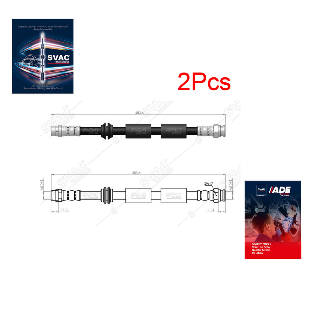 Audi 80 Front Brake Hose 8C B4 1991 to 1994 893611707