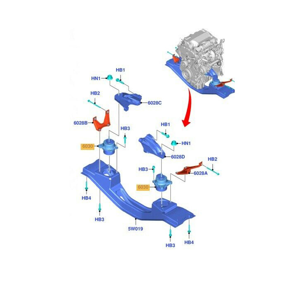 Ford Transit MK8 13 On 2.0 2.2 Ecoblue Duratorq Engine Mount BK316A002AC