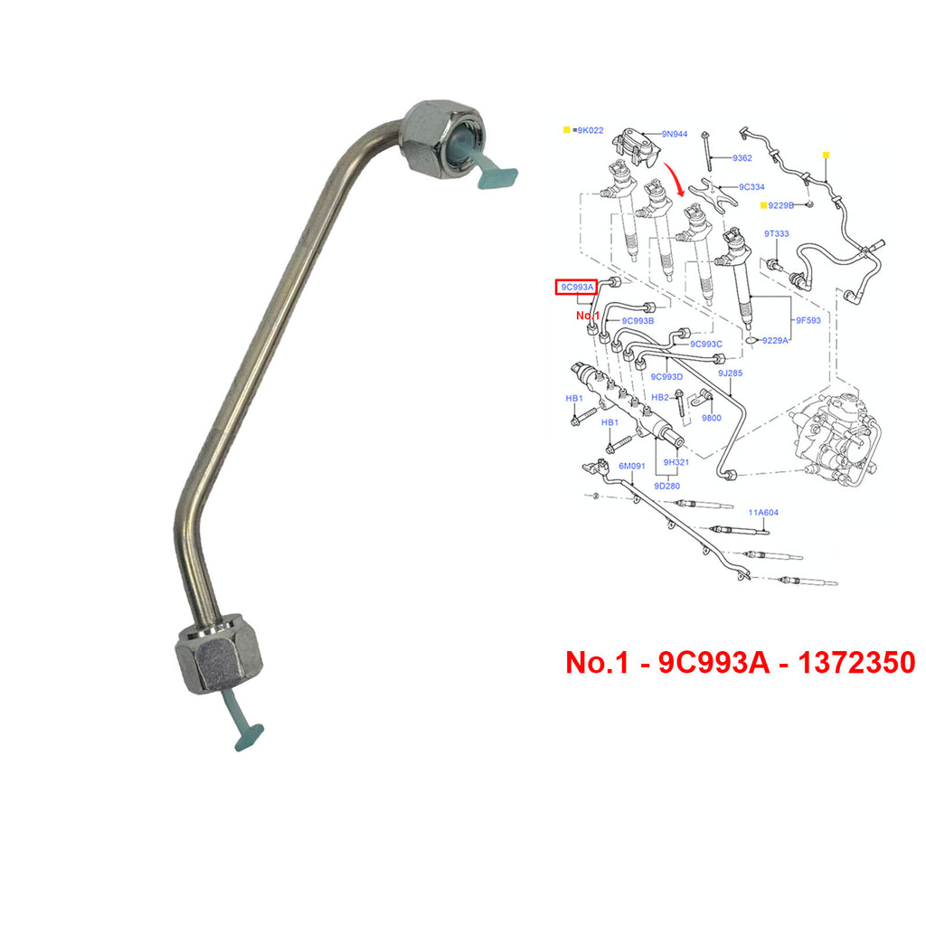 Ford Transit MK7 2.2 2.4 Diesel Fuel Injection Pipe Set 1372353 6C1Q9C993AB