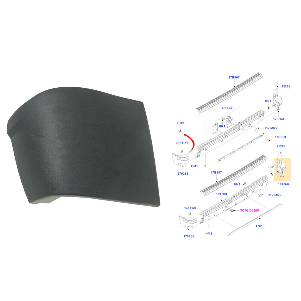 Ford Transit Connect Right Rear Bumper Corner End Caps 2002 to 2013 4420160