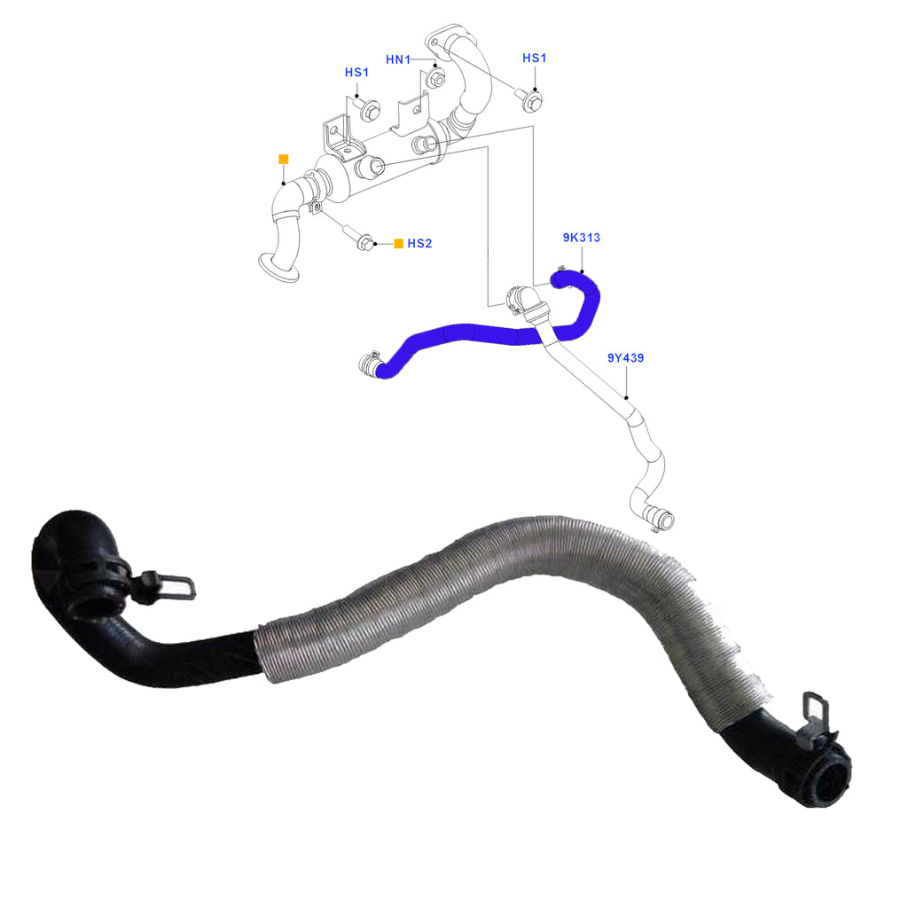 Genuine Radiator Hose with Clips Fits Ford Transit Connect 2002 to 2013 1458053