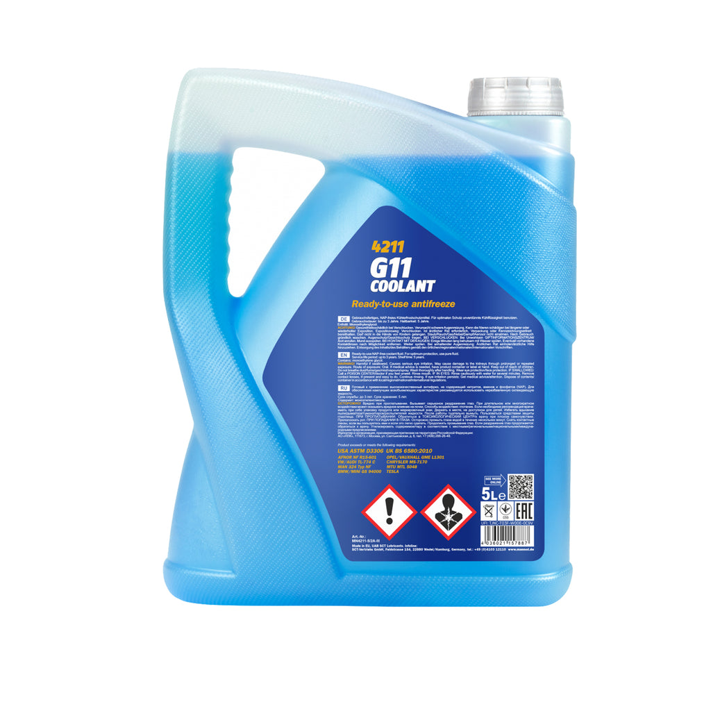 5L Mannol Coolant G11 4211 Ready To Use Antifreeze -30°C + 125 SAE J1034