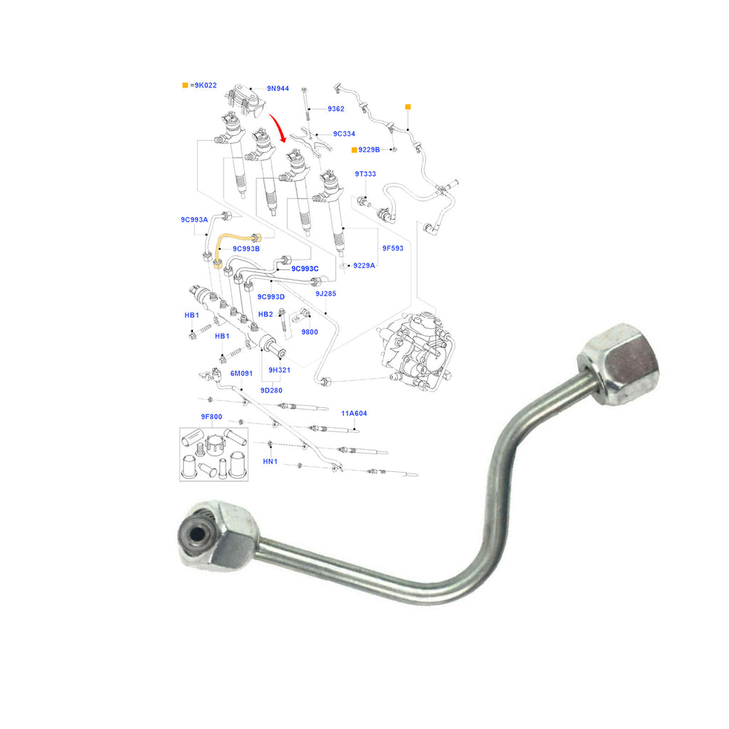 Ford Transit MK7 Fuel Injector Pipe 2.2 2.4 TDCI 2006 to 2016 1372351