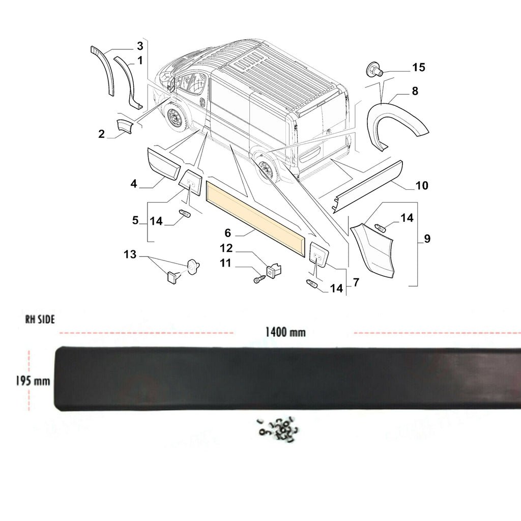 Sliding Door Moulding Strip Rh Side Fits Relay Ducato Boxer 2006 On 735422720