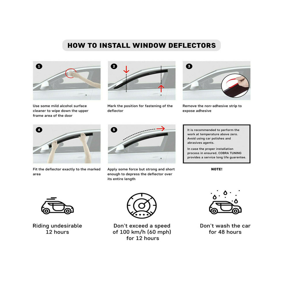 VW Transporter T4 Wind Rain Smoke Deflector 2 Pcs 1990 to 2003 