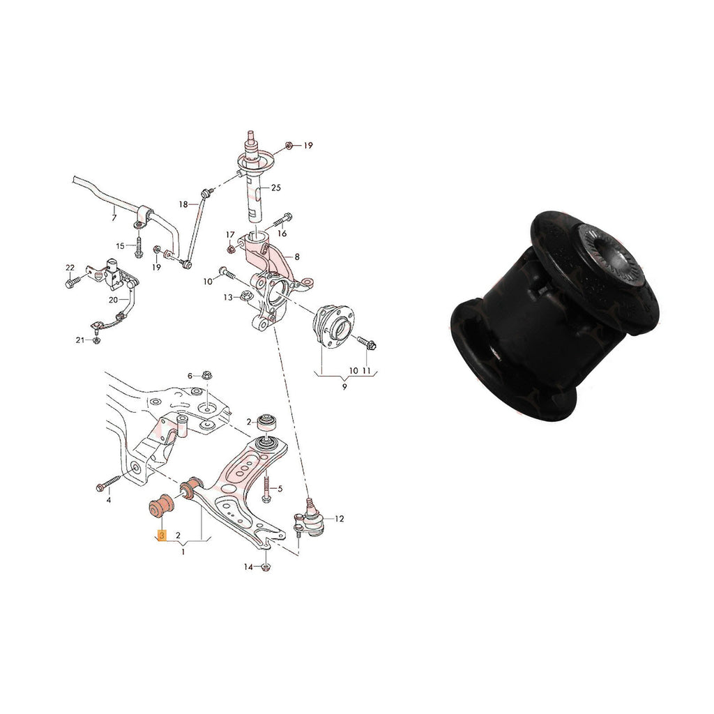 Front Inner Control Arm Trailing Bush Fit Audi VW Skoda Seat 5Q0407182 1K0407182
