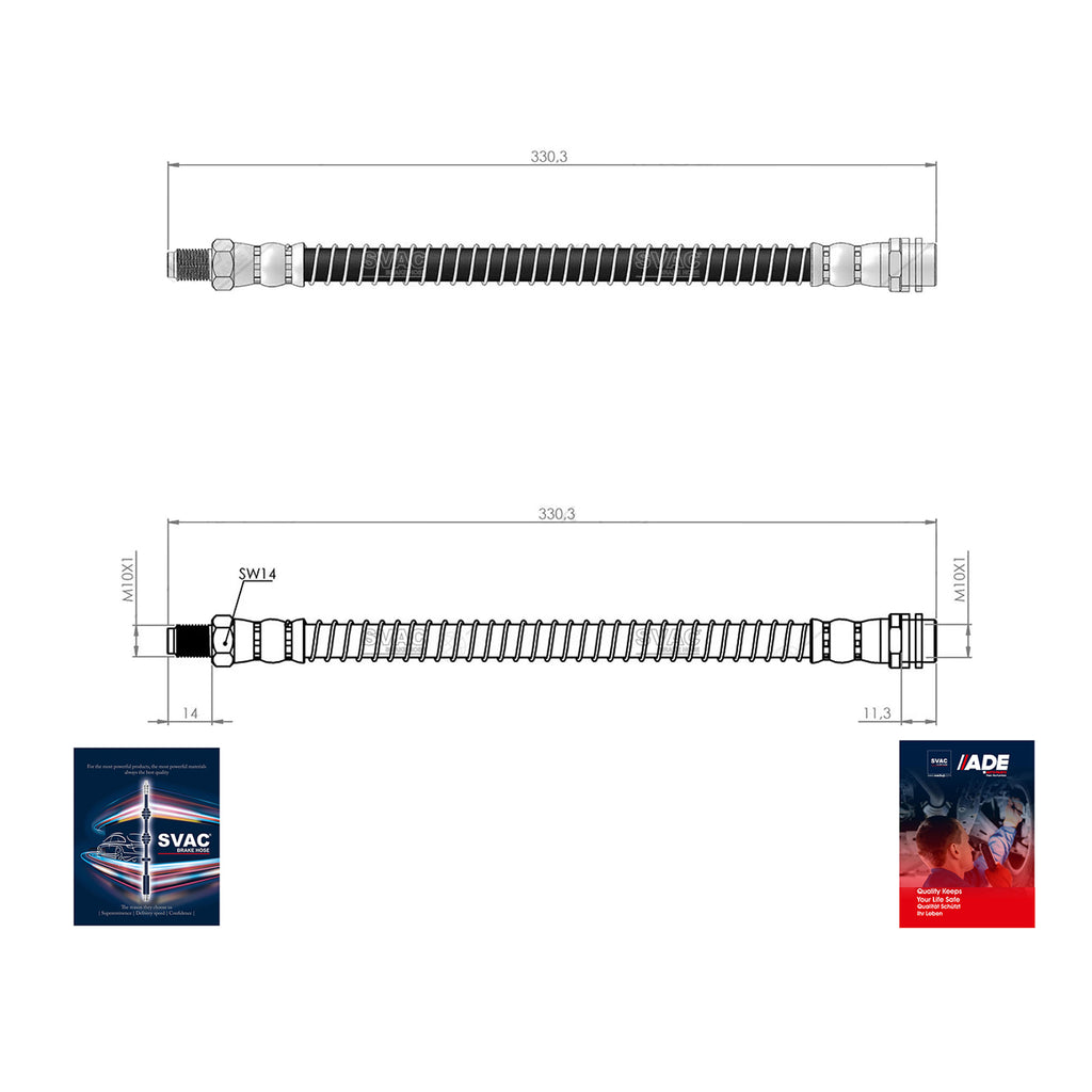 Mercedes Benz C Rear Brake Hose E GLX Serie SL R230 2008 ON  2044200048