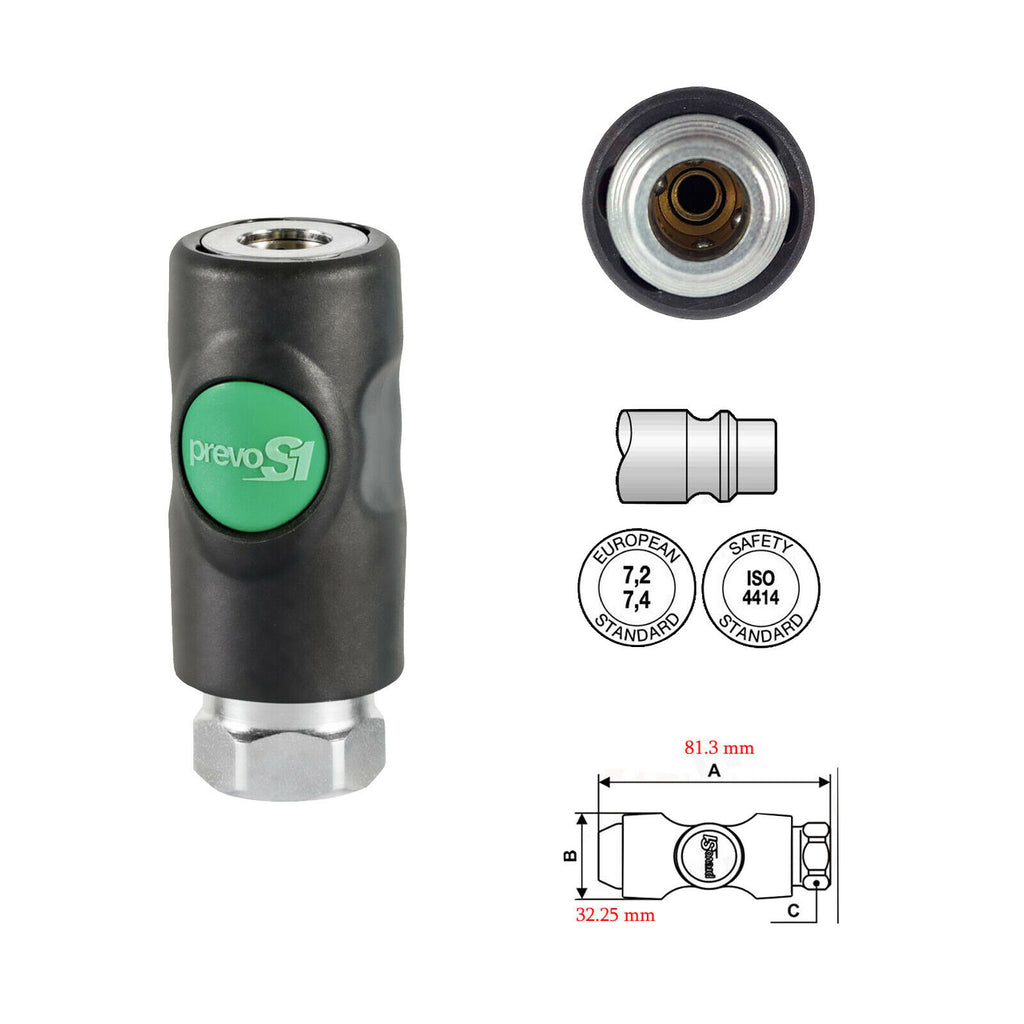 PREVOST G 1/4 7,4 mm PARALLEL MALE THREADED COMPOSITE COUPLER ESI 071151