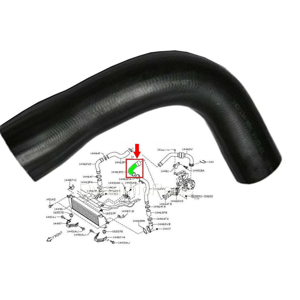 INTERCOOLER TURBO AIR DUCT HOSE PIPE TUBE FITS NISSAN QASHQAI, 14463JD50D