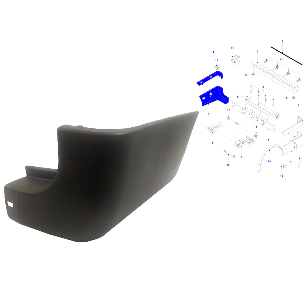 Ford Transit Rear Bumper Corner Top And Lower End Caps RH 2000 to 2013 4095154