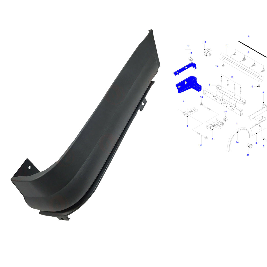Ford Transit Rear Bumper Corner Top And Lower End Caps RH 2000 to 2013 4095154
