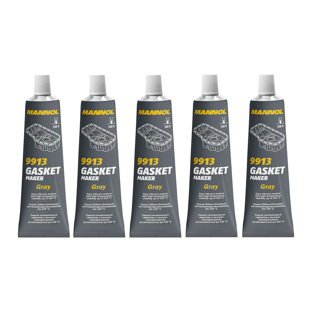5 X MANNOL 9913 TUBE RTV SILICONE SEALANT GRAY GASKET MAKER HIGH TEMP SEALANT