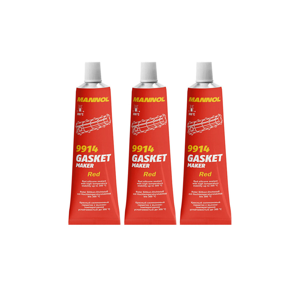 3 X Mannol 9914 Red Silicone Sealant Gasket Maker High Temp Sealant 85G Tube
