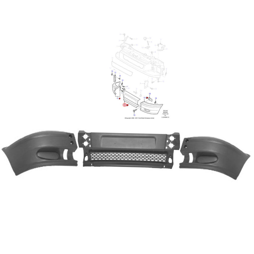 3x Ford Transit Mk6 2000 to 2006 Fits Front Bumper Set 4429596, 4352684, 4352685
