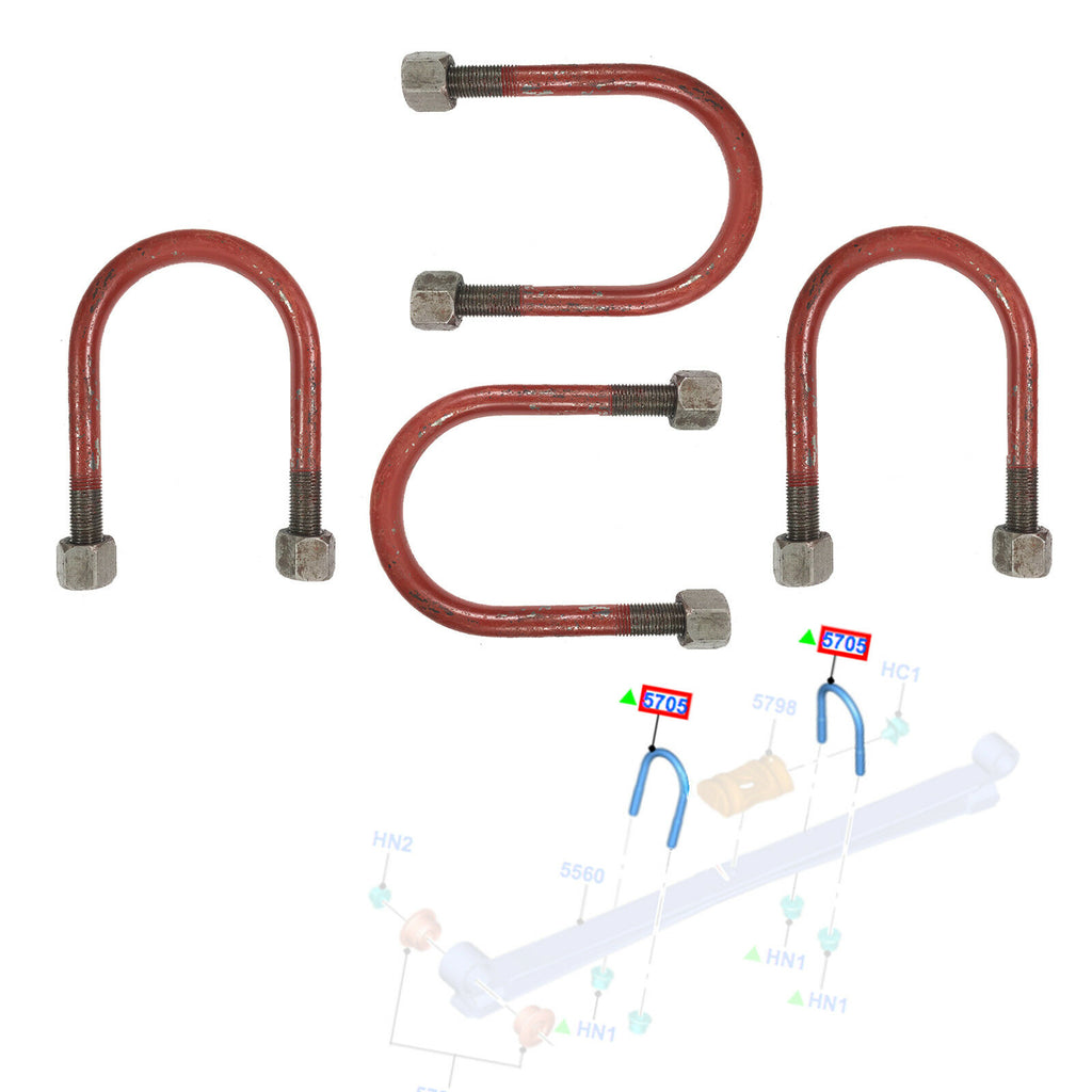 4 X 50 MM LEAF SPRING U BOLT LOCKNUTS FITS FORD TRANSIT MK7 MK8 2006 ON, 1387171