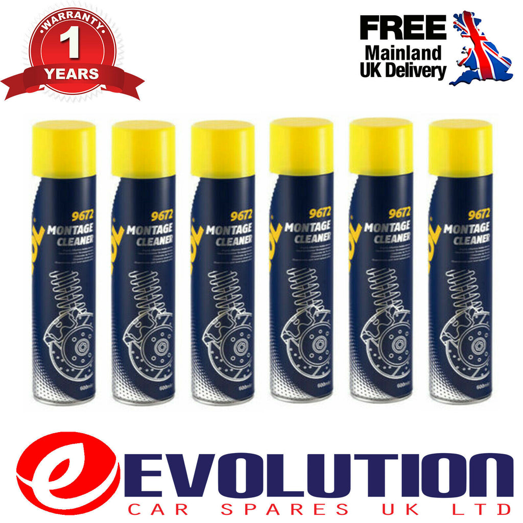 6 X MANNOL 9672 MONTAGE BRAKE CLEANER AEROSOL SPRAY GERMAN LARGE CAN 600 ML