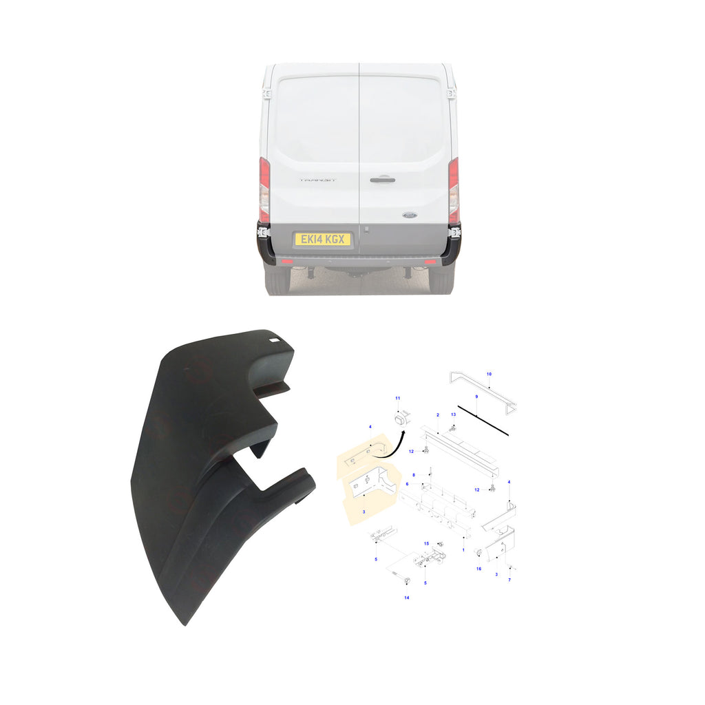 Bumper End Left Side Cap Ford Transit MK6 MK7 00-13 Jumbo With Rear Twin Wheel