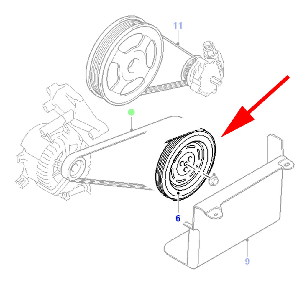 CRANKSHAFT BELT PULLEY FITS FORD TRANSIT MK6, JAGUAR X-TYPE, FORD MONDEO 1351731