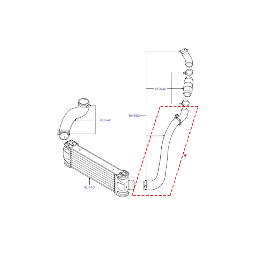 Ford Transit Turbo Intercooler Hose Pipe 2006 to 2016 1709502 6C116K683EK