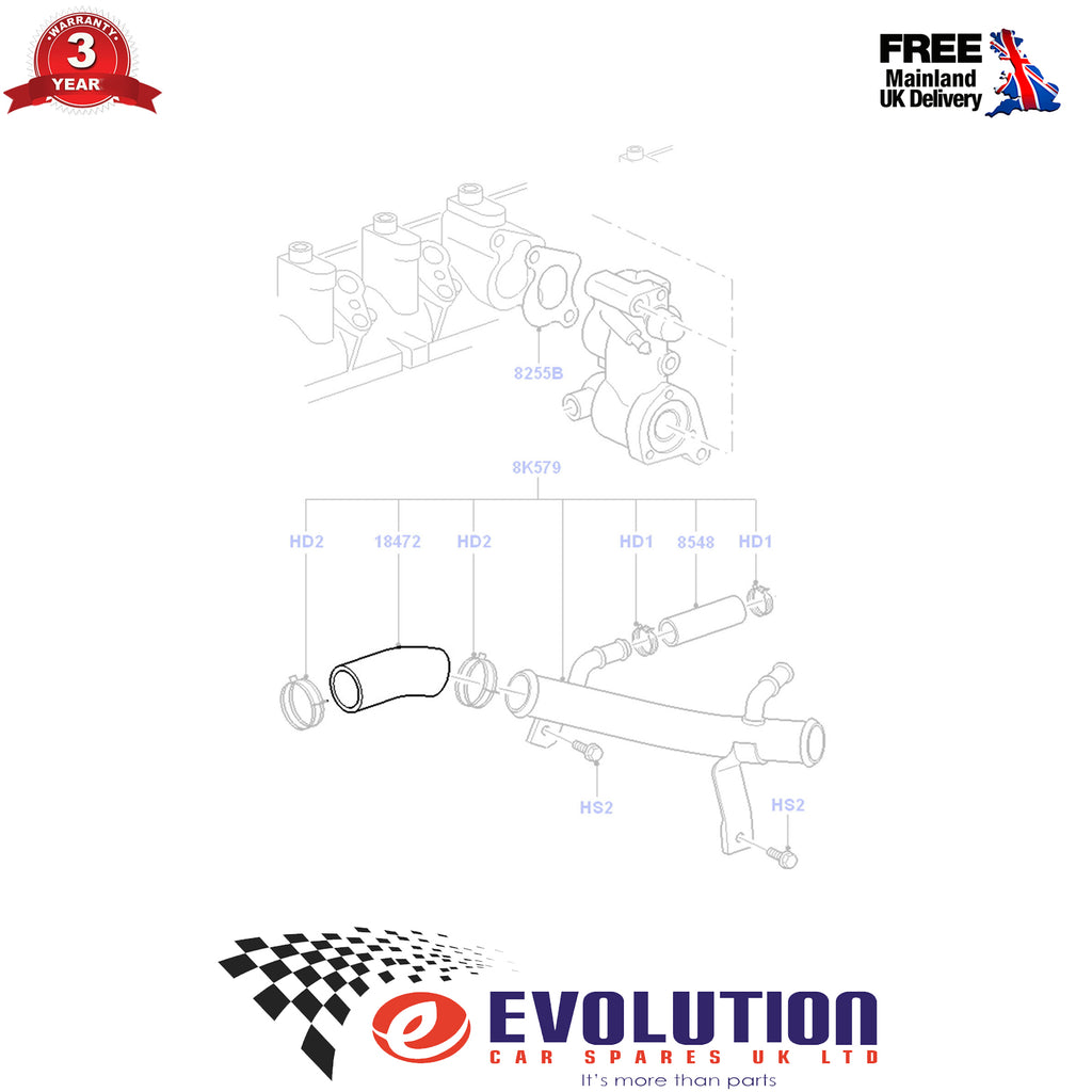 CHARGER INTAKE HOSE FOR TRANSIT CONNECT 2002 TO 2013  XS4Q8A567CC