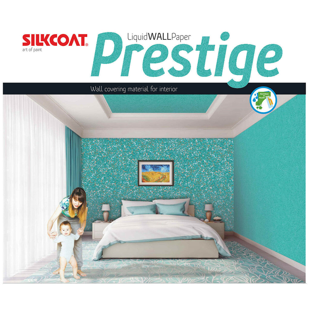 SKY BLUE-WHITE POLYMER-BASED LIQUID INTERIOR WALLPAPER SILK COATING PAINT