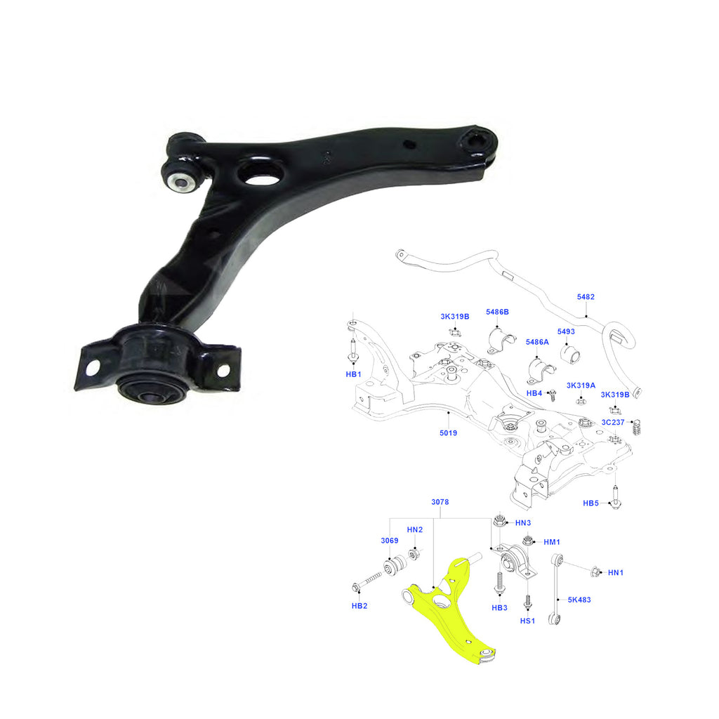 Lh Suspension Wishbone Arm Including Bearing Bushes Fits Transit Connect 1355048