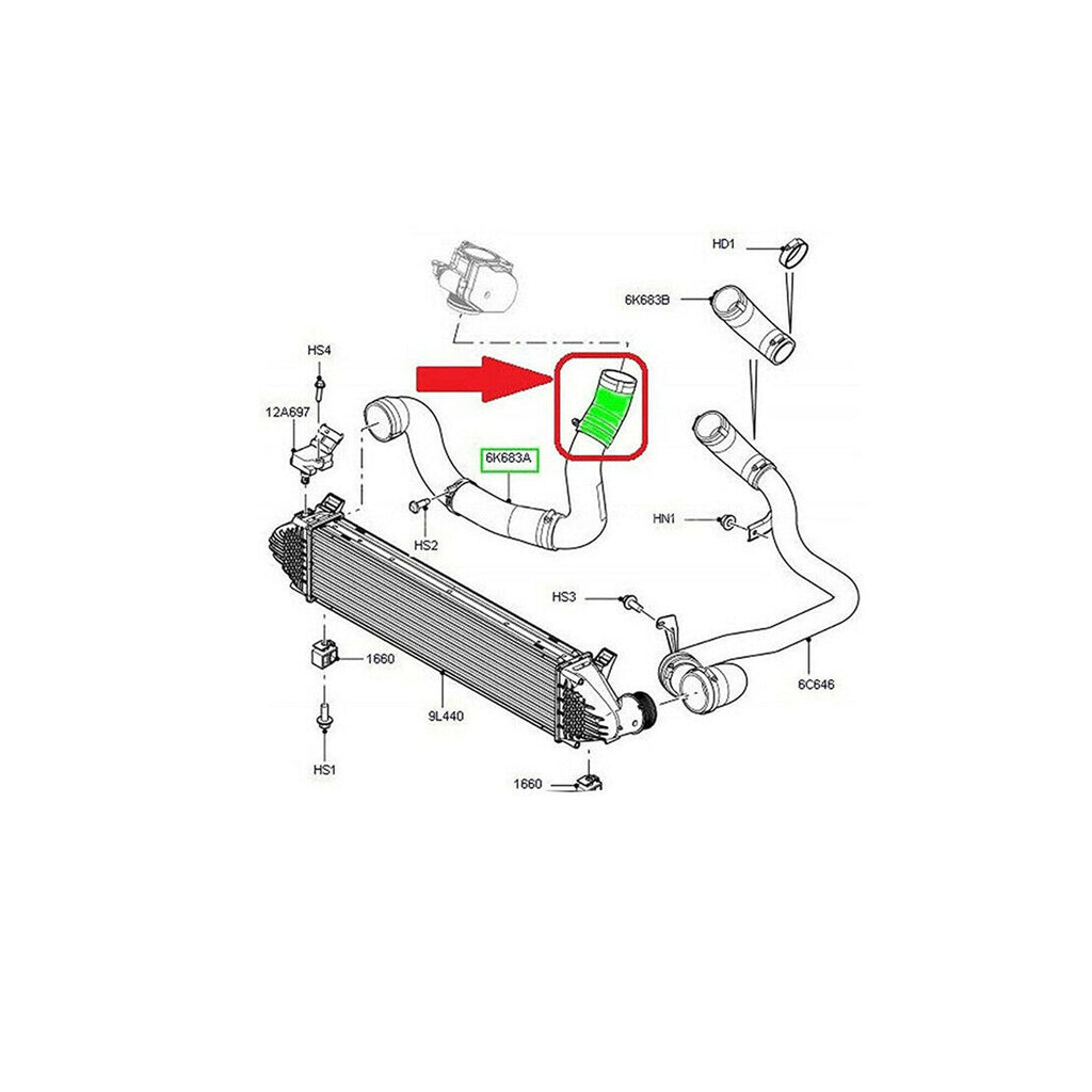 Intercooler To Manifold Pipe Repair Hose Land Rover Freelander 2 2.2TD4 LR000927