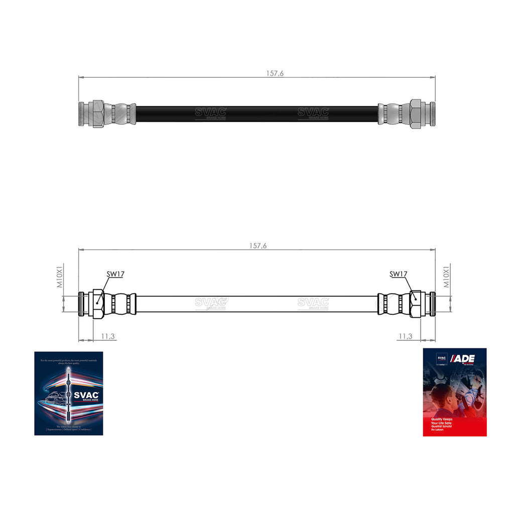 Seat Cordoba Rear Brake Hose Ibiza Vario VW Golf  1993 to 2002  1H0611775