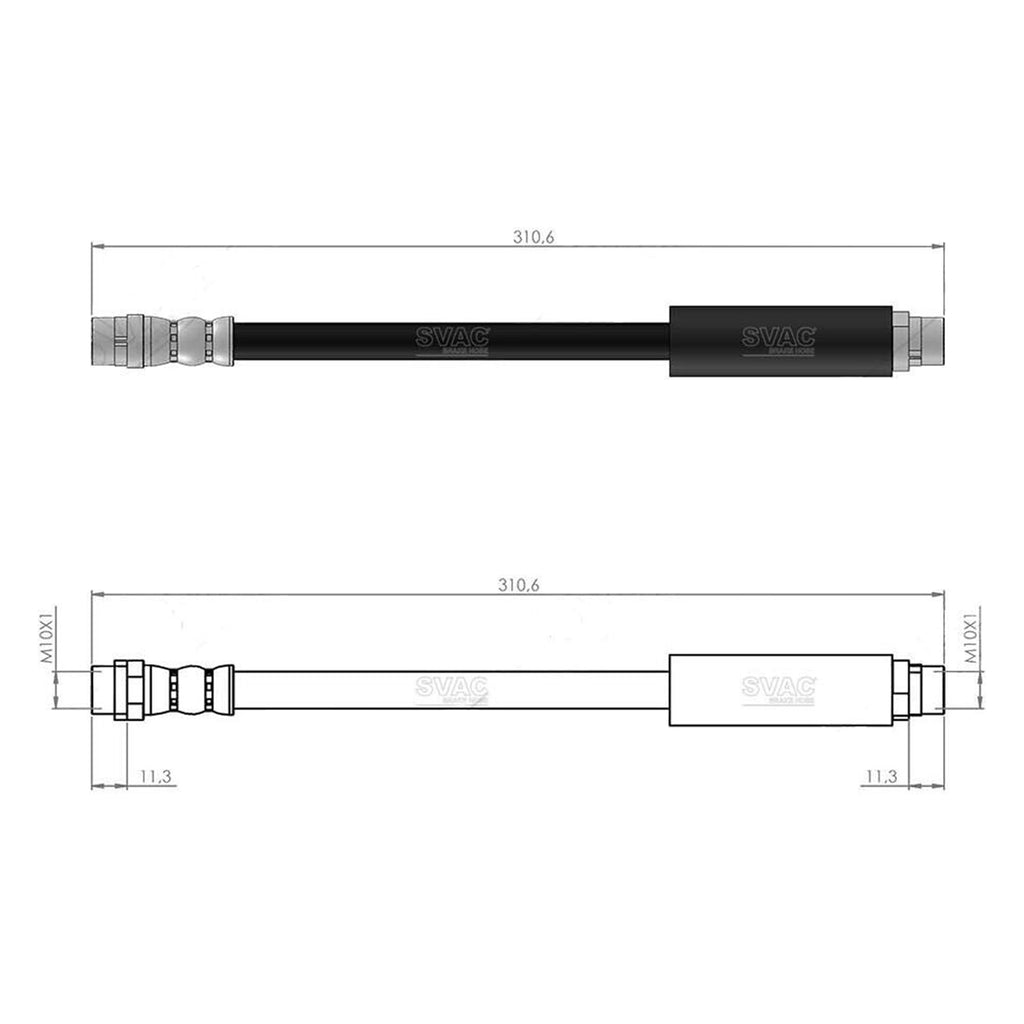 Audi 80 Front Brake Hose 8C B4 1991 to 1994 893611707