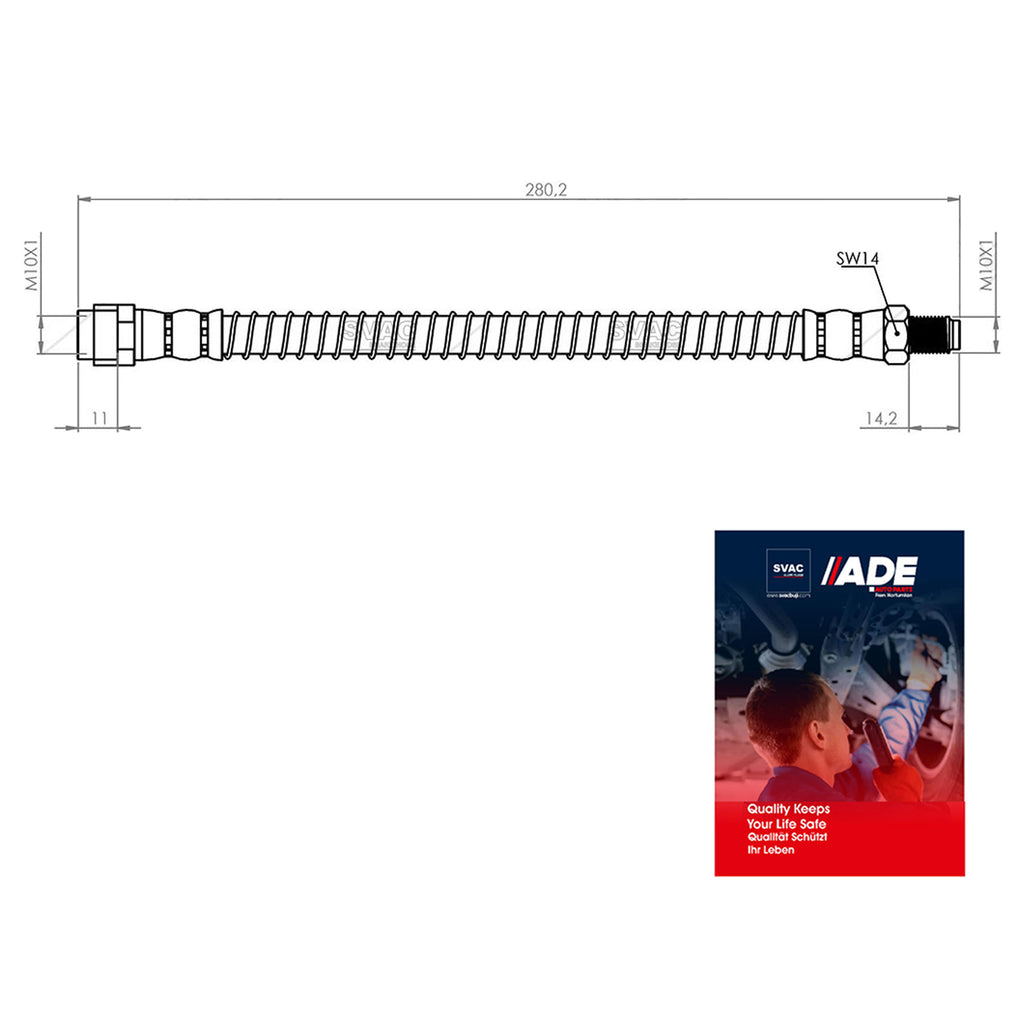 Mercedes Benz E Serie Rear Brake Hose W211 W220 2002 to 2009  2114200548