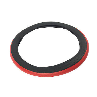 UNIVERSAL GRIP STEERING WHEEL COVER GLOVE BLACK RED STRIPED HQ LEATHER