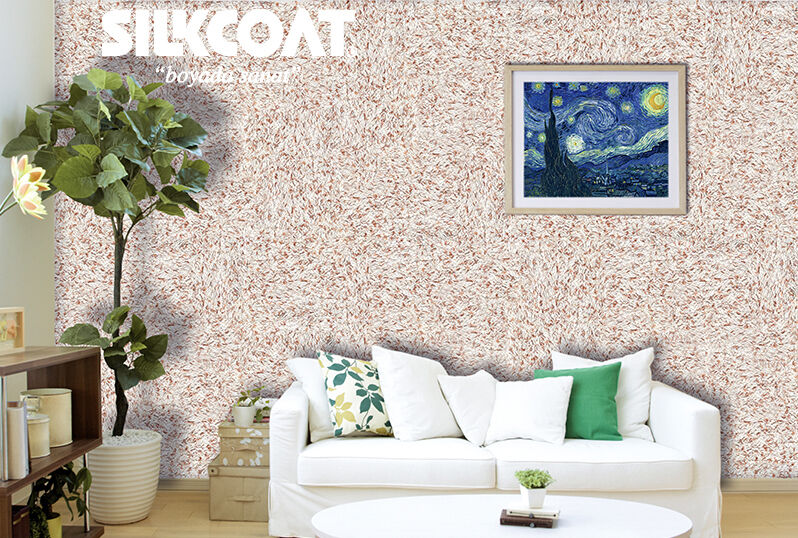 Silkcoat Liquid Wallpaper Decorative interior Coating Silk Plaster White-Orange