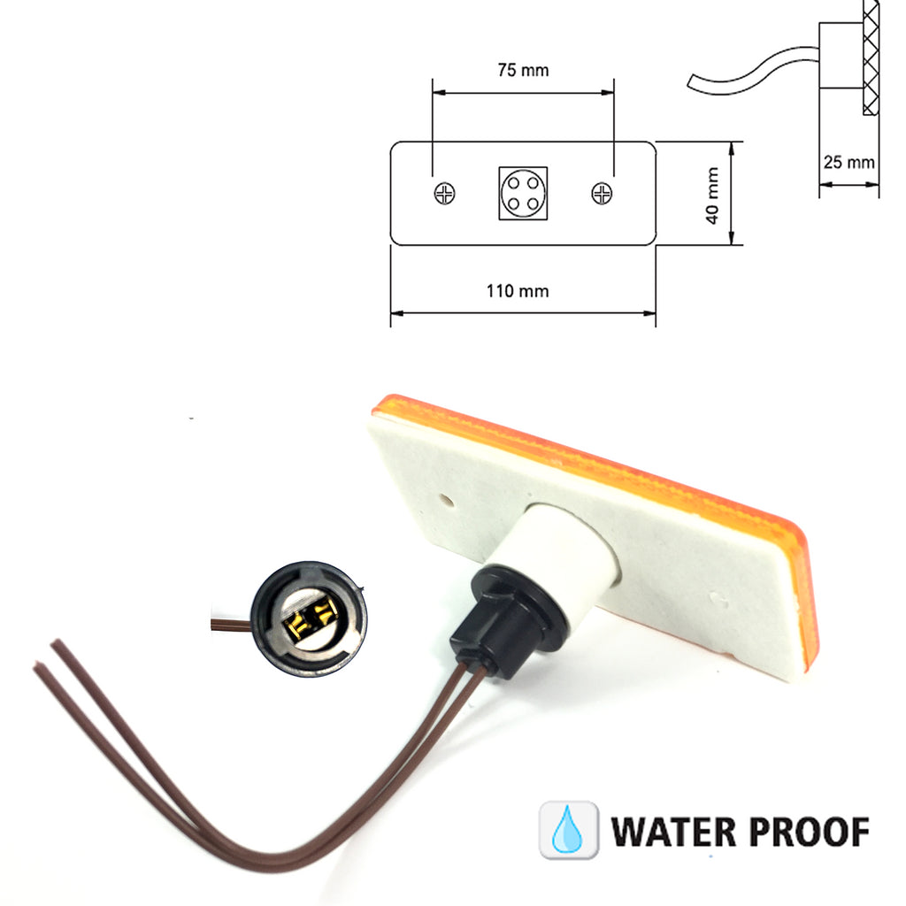AMBER SIDE MARKER LIGHT INDICATOR LAMP WITH BULB HOLDER TRAILER TRUCK LORRY BUS