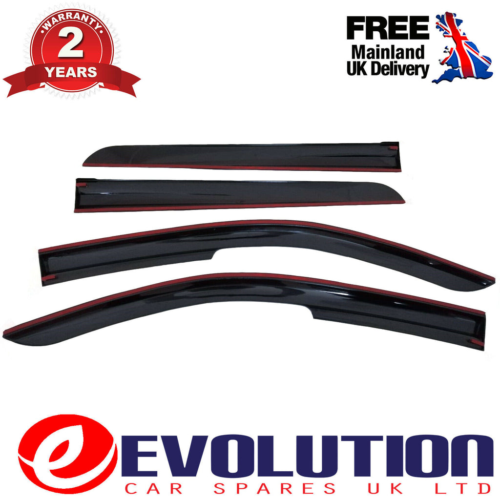 WIND RAIN SMOKE DEFLECTOR CHROME HEAVY DUTY 4PCS FITS FORD TRANSIT CONNECT 17 ON