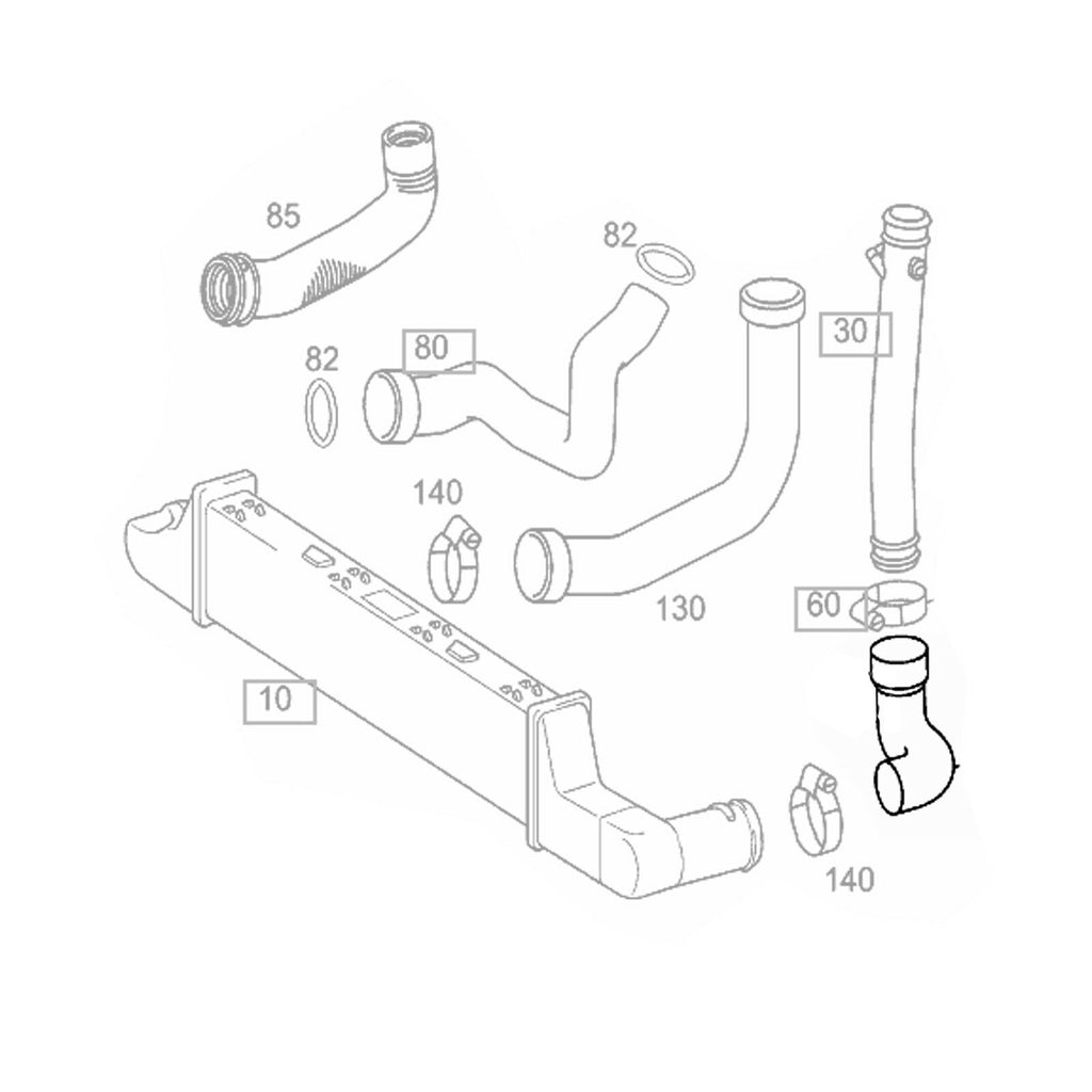Left Lower Turbo Charger Intake Hose Fits Mercedes Benz E Class 2105281882