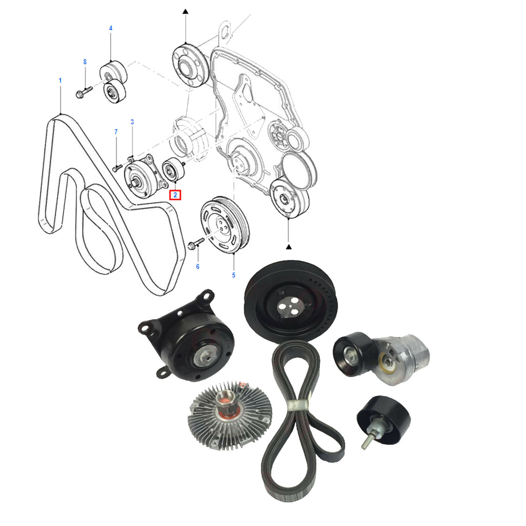  Ford Transit MK6 Fan Clutch Belt Pulley Tensioner Kit 1425498 1097574