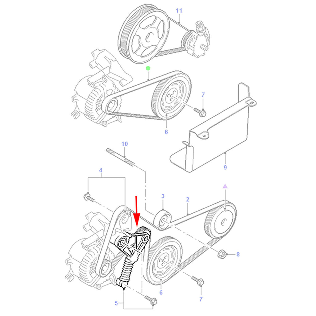 V-RIBBED DRIVE BELT TENSIONER FITS FORD TRANSIT MK6, MONDEO MK3 , 1125419